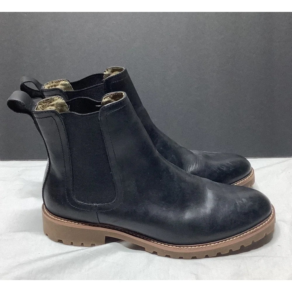 Banana Republic Mens Leather Ortholite Black Ankle Boots Size 9 Pull on